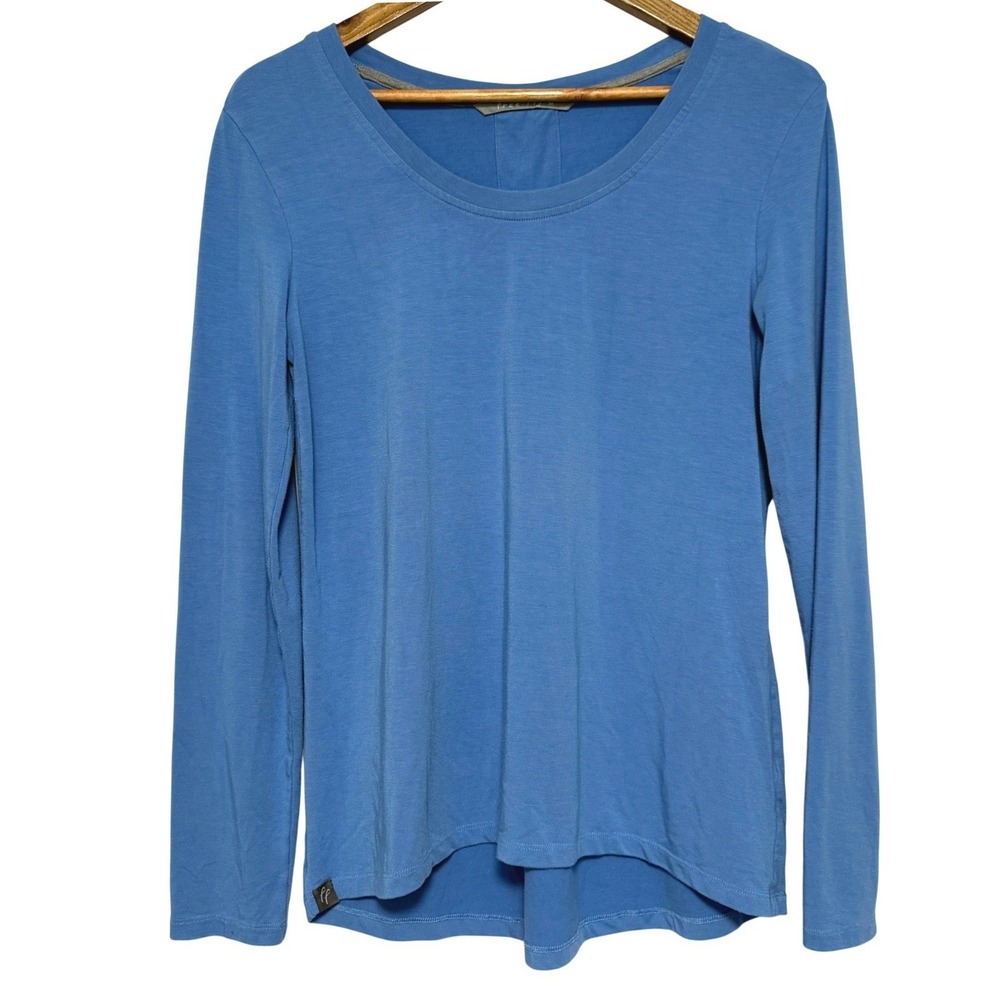 Free Fly Bamboo Long Sleeve Top Womens M Bright Blue Everyday Flex Pleated Back